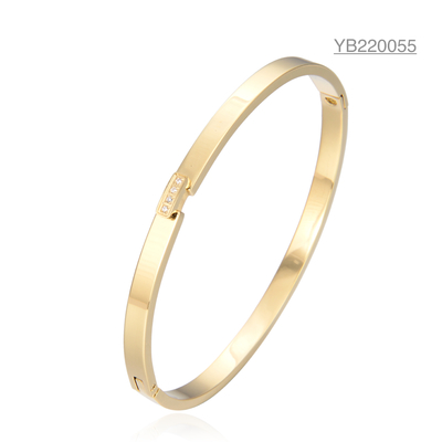 14 karaats gouden roestvrijstalen armband licht luxe glanzende strass inlay manchet armband