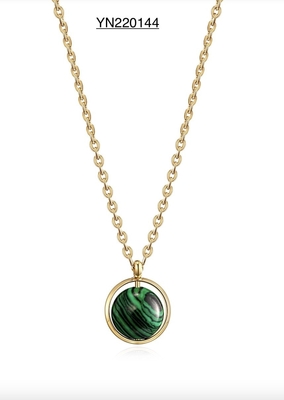 OEM Groene Ronde van de de Halsband Gouden Roestvrije Torsie van de Steentegenhanger de Juwelenhalsband