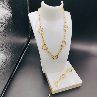 Trendy High Polish nieuwste gouden kleur roestvrij staal oorbel, ketting, armband sets voor dame