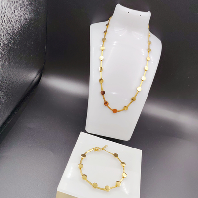 Nieuwe aankomst Trendy High Polish nieuwste gouden kleur roestvrij staal oorbel, halsketting, armband sets voor dame