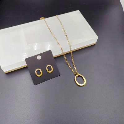 Nieuwe aankomst trendy lijnen nieuwste goudkleur roestvrij staal oorbel, halsketting, armband sets voor dame