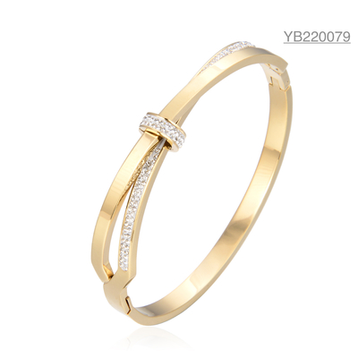 Gouden roestvrijstalen designer sieraden luxe gelaagde diamanten strik armband