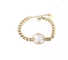 K gouden roestvrijstalen sieradenset Lush eenvoudige witte parelmoer ingelegde kettingarmband