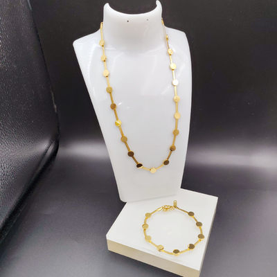Nieuwe aankomst Trendy High Polish nieuwste gouden kleur roestvrij staal oorbel, halsketting, armband sets voor dame