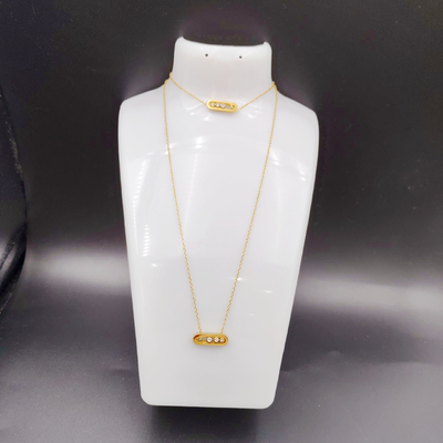 Nieuwe aankomst Trendy High Polish nieuwste gouden kleur roestvrij staal oorbel, halsketting, armband sets voor dame
