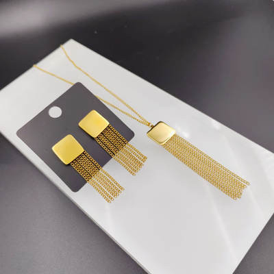 Nieuwe aankomst Trendy Pearl Double Lines nieuwste gouden kleur roestvrij staal oorbel, ketting, armband voor dame