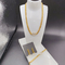 Nieuwe aankomst trendy lijnen nieuwste goudkleur roestvrij staal oorbel, halsketting, armband sets voor dame