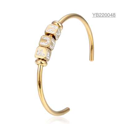 Luxe 14k gouden roestvrijstalen armband F U N strass armbanden voor verloving