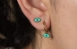 Unieke delicate roestvrijstalen gouden oorbellen groen roze oog epoxy oorbellen