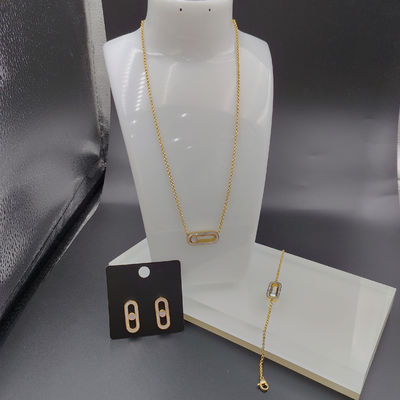 Nieuwste gouden kleur roestvrij staal oorbel, ketting, armband met schelp voor dame