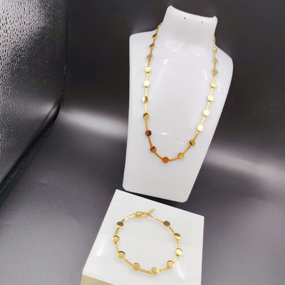 Nieuwe aankomst Trendy High Polish nieuwste gouden kleur roestvrij staal oorbel, halsketting, armband sets voor dame