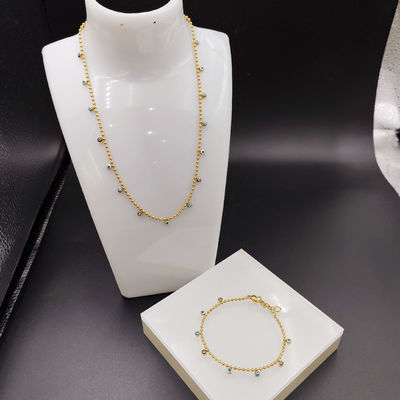 Nieuwe aankomst Trendy High Polish nieuwste gouden kleur roestvrij staal oorbel, halsketting, armband sets voor dame